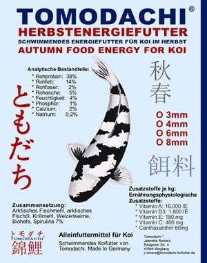 Schwimmfutter für Koi im Herbst - energiereiches Spirulinafutter für Koi im Herbst.